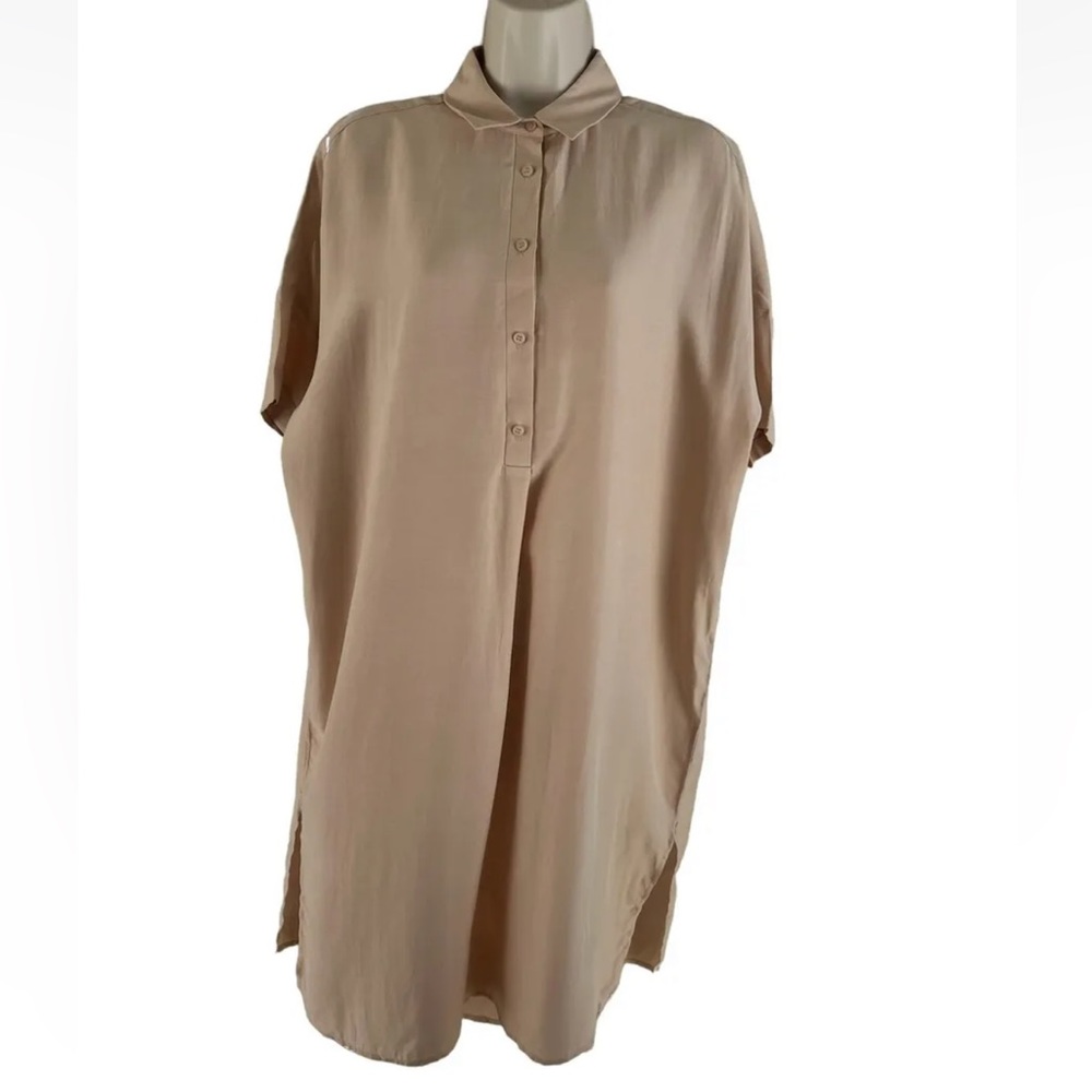 & Other Stories Nude Beige Oversized Shirt Dress Size 4